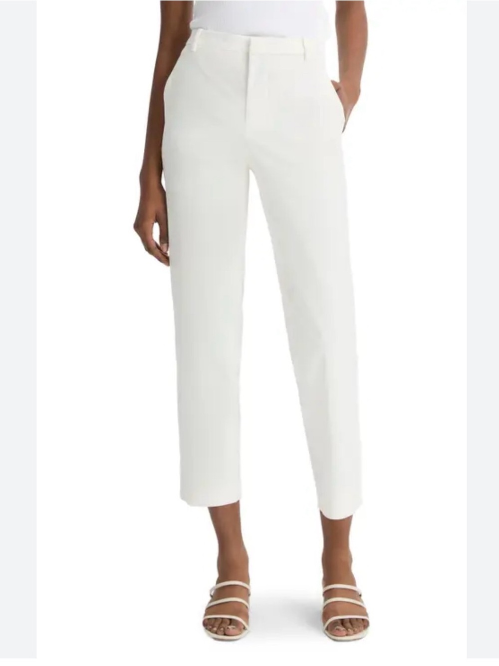CeCe white ankle-length pants feature a tailored straight-leg fit